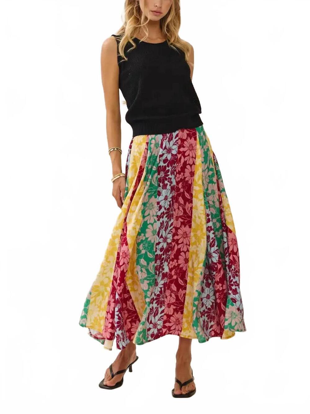 NEW ODDI women's printed midi skirt in mixed floral